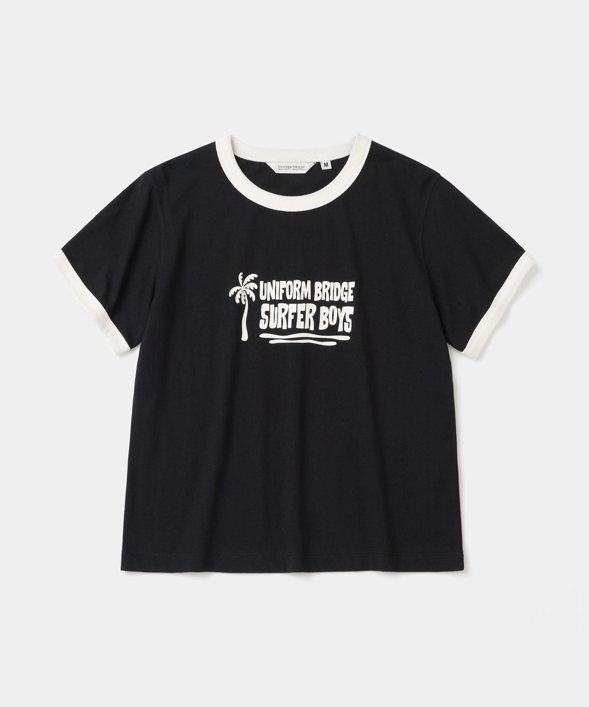 유니폼브릿지(UNIFORM BRIDGE) surfer boys ringer s/s t-shirt(womens) black