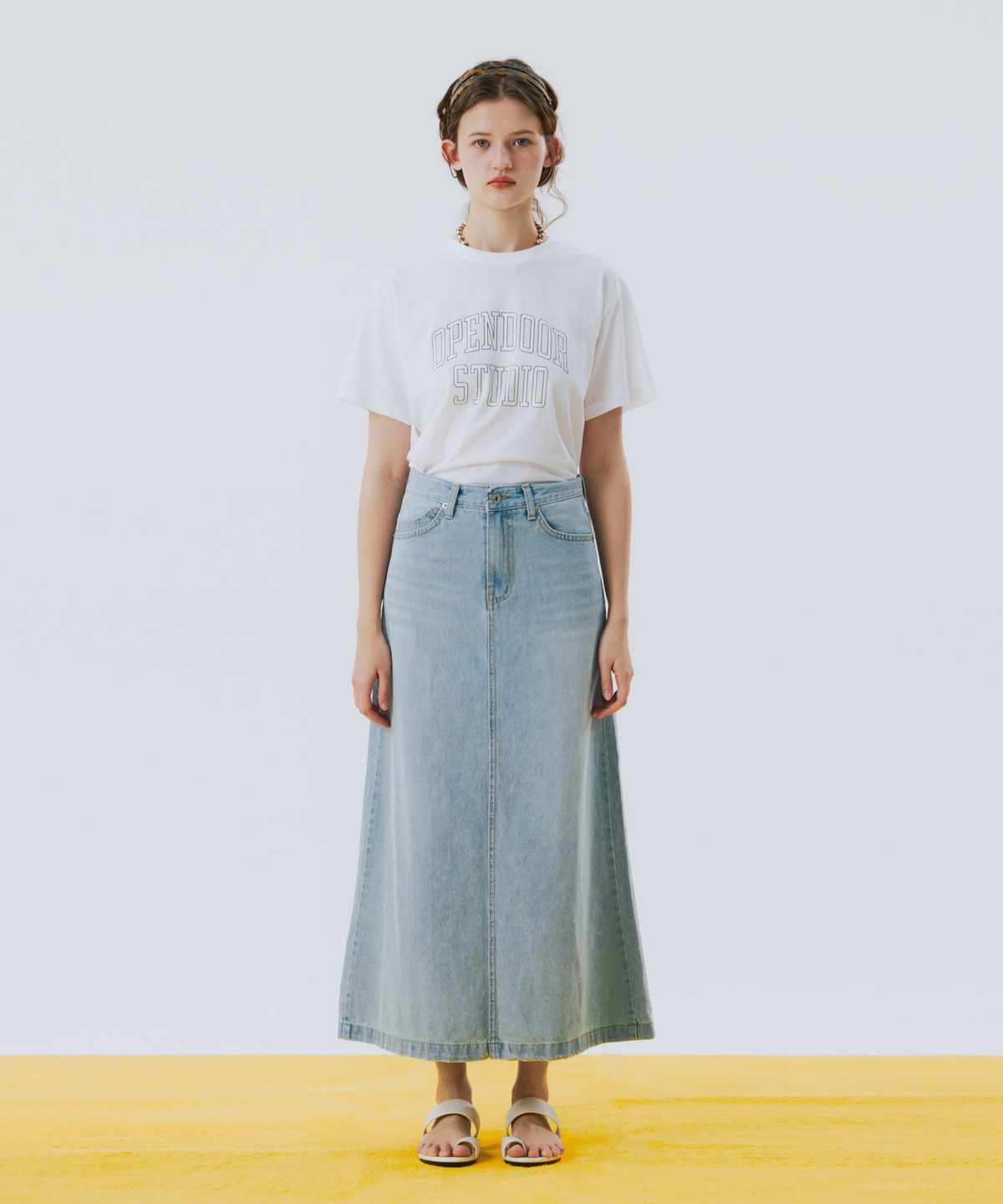 오픈도어스튜디오(OPENDOORSTUDIO) 6poket Denim Long Skirt Blue