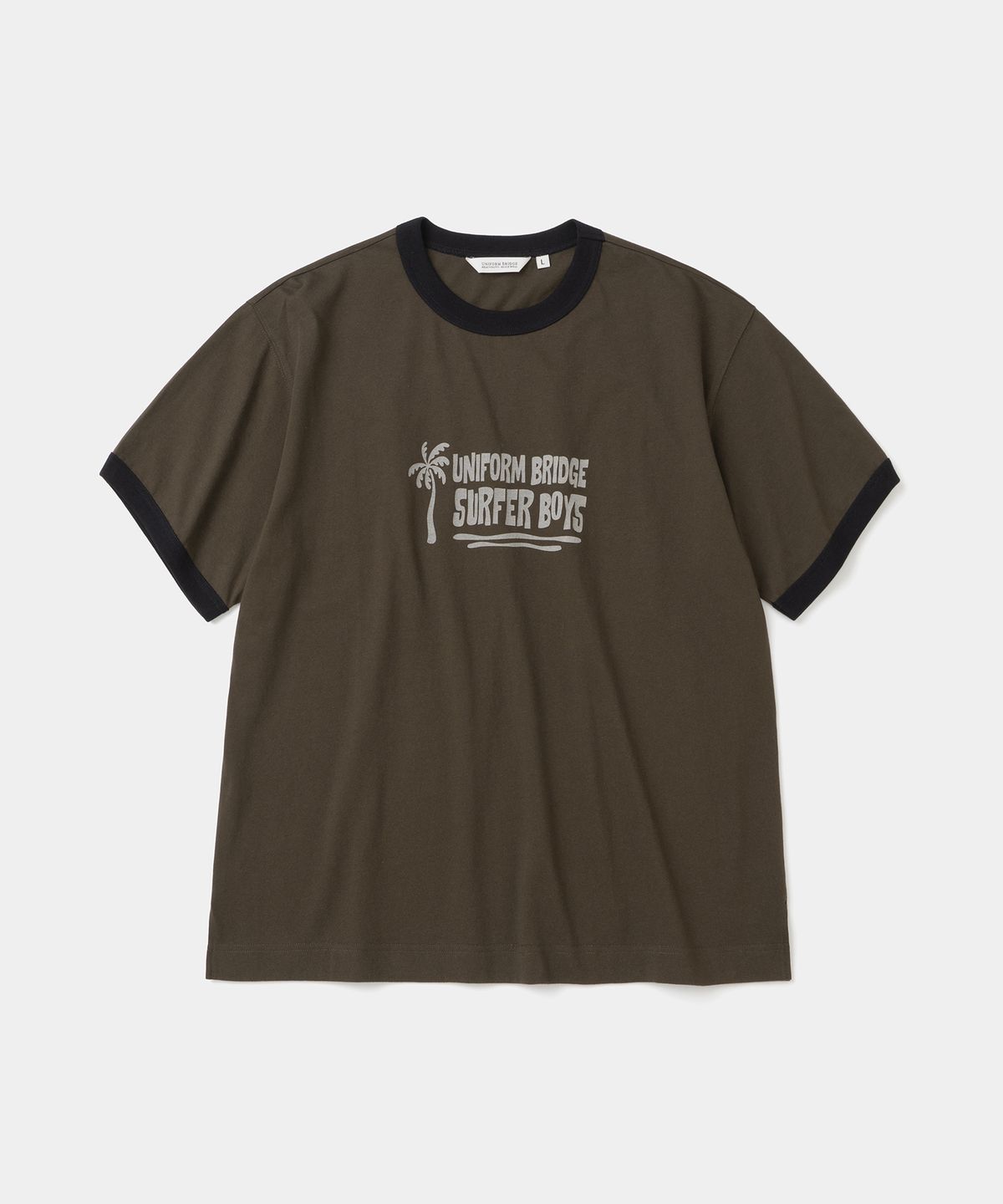 유니폼브릿지(UNIFORM BRIDGE) surfer boys ringer s/s t-shirt brown