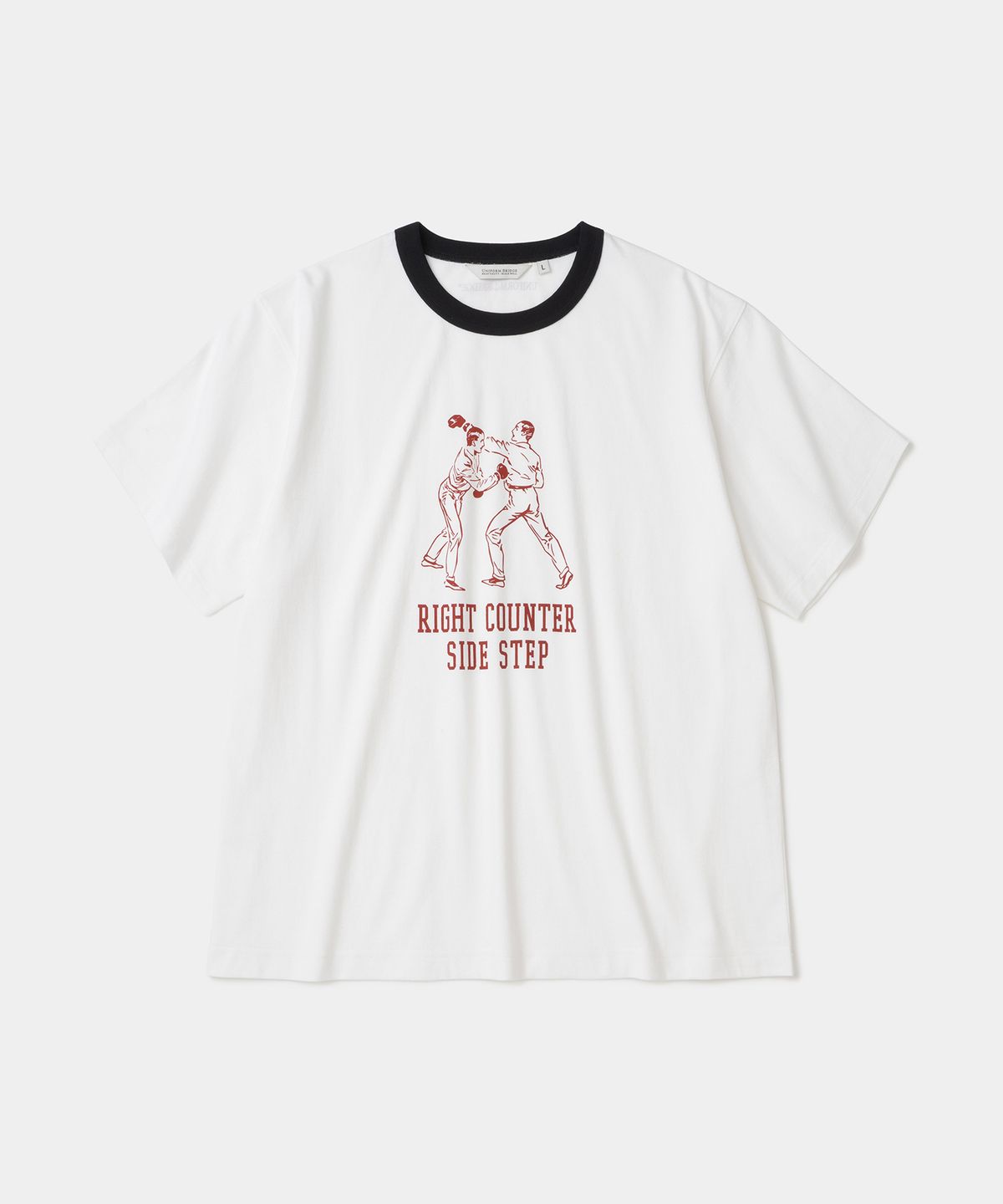 유니폼브릿지(UNIFORM BRIDGE) boxer ringer s/s t-shirt off white