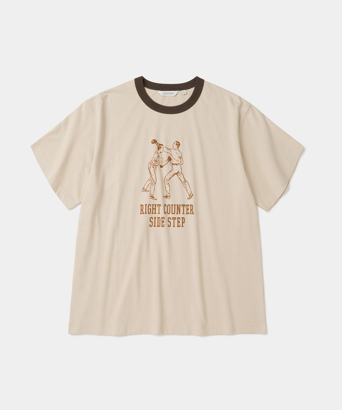 유니폼브릿지(UNIFORM BRIDGE) boxer ringer s/s t-shirt beige
