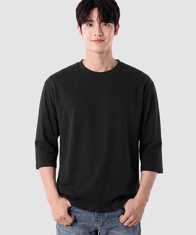 남녀공용 기본 7부 면 티셔츠 AR-507
