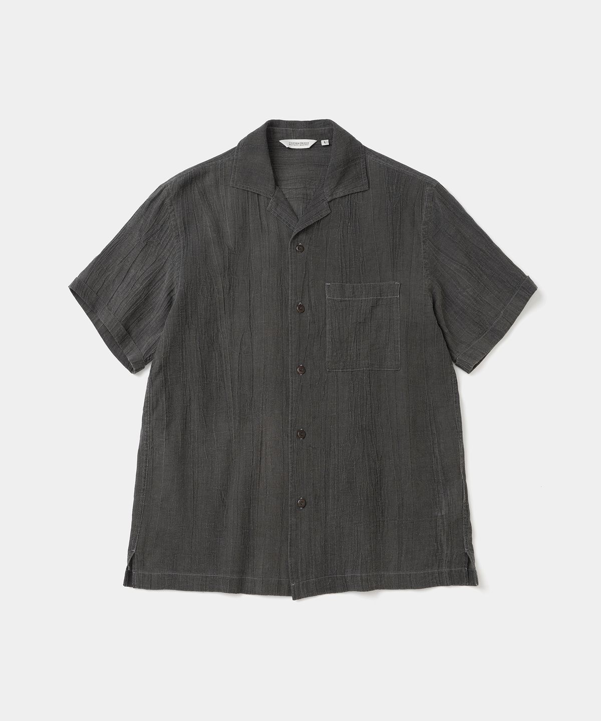 유니폼브릿지(UNIFORM BRIDGE) vintage linen s/s shirt charcoal