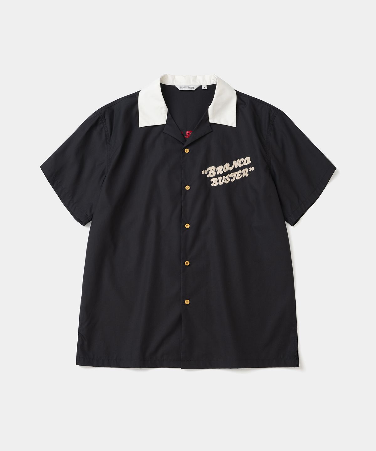 유니폼브릿지(UNIFORM BRIDGE) embroidery bowling s/s shirt black