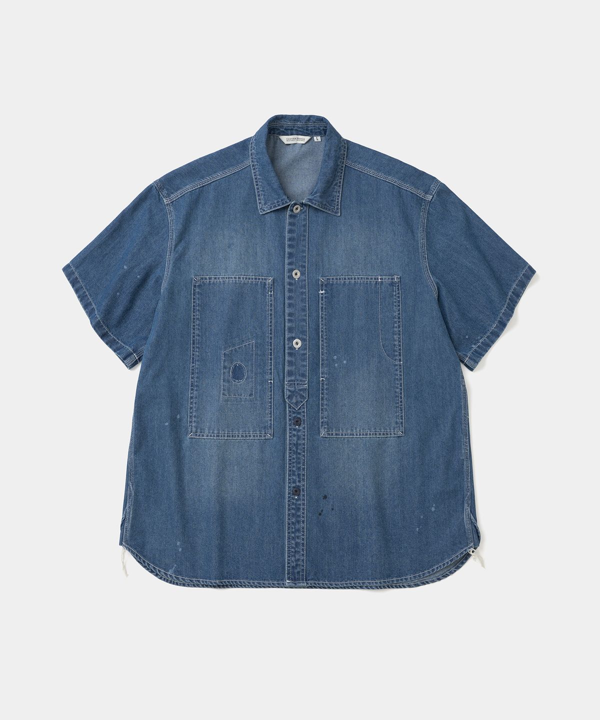 유니폼브릿지(UNIFORM BRIDGE) pocket denim s/s shirt 6.5oz indigo blue