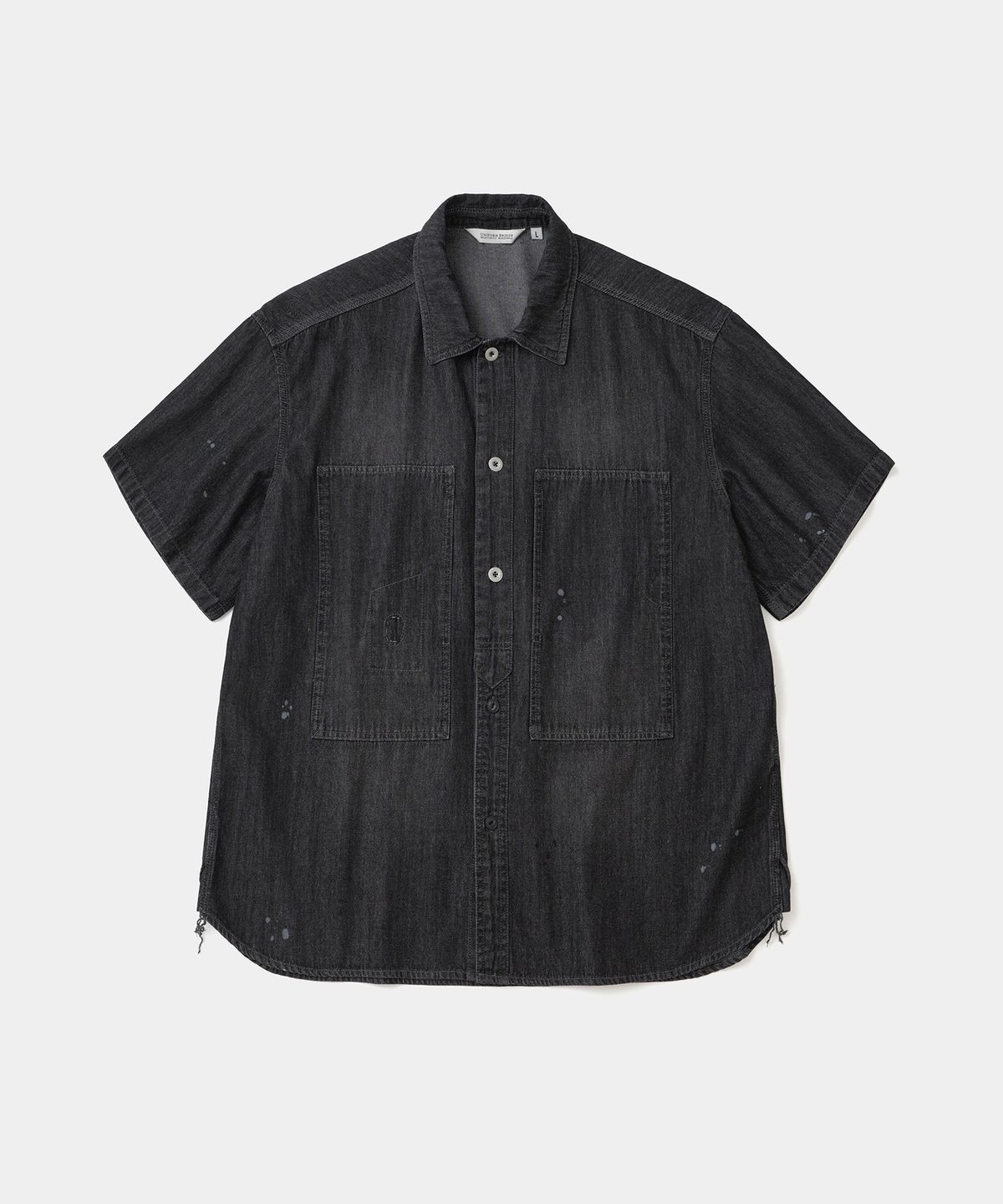 유니폼브릿지(UNIFORM BRIDGE) pocket denim s/s shirt 6.5oz black