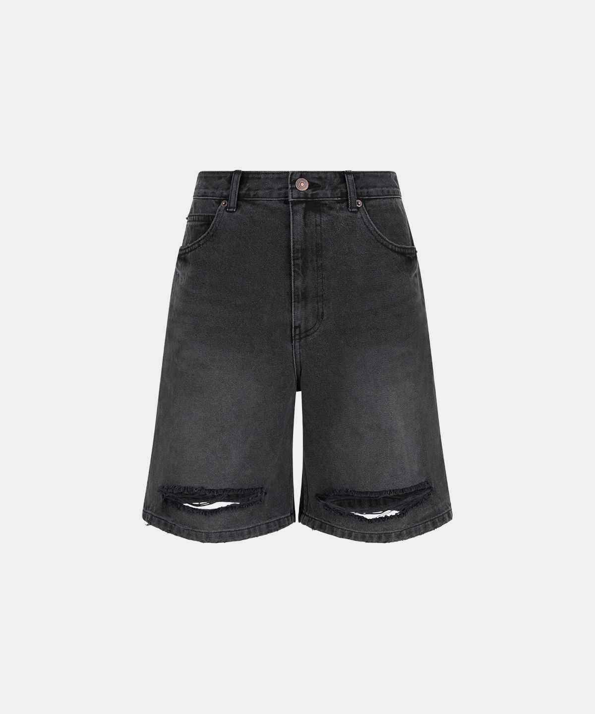 노이스(NOICE) M DESTROYED WASHED DENIM SHORTS - BLACK