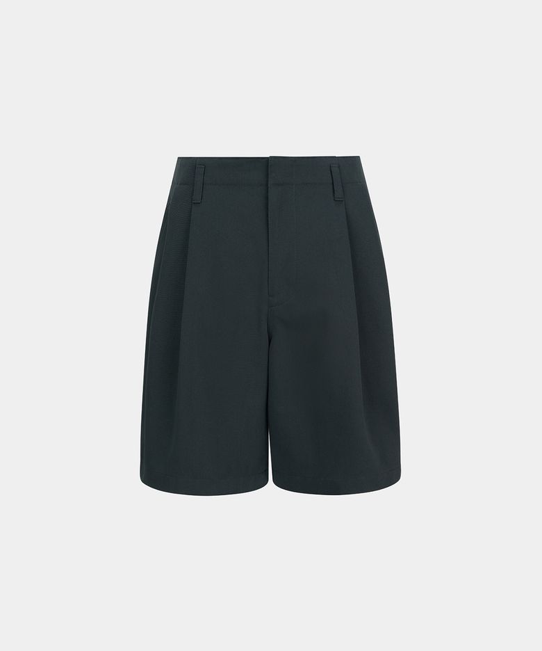 M STRUCTURED COTTON SHORTS - DARK GREEN