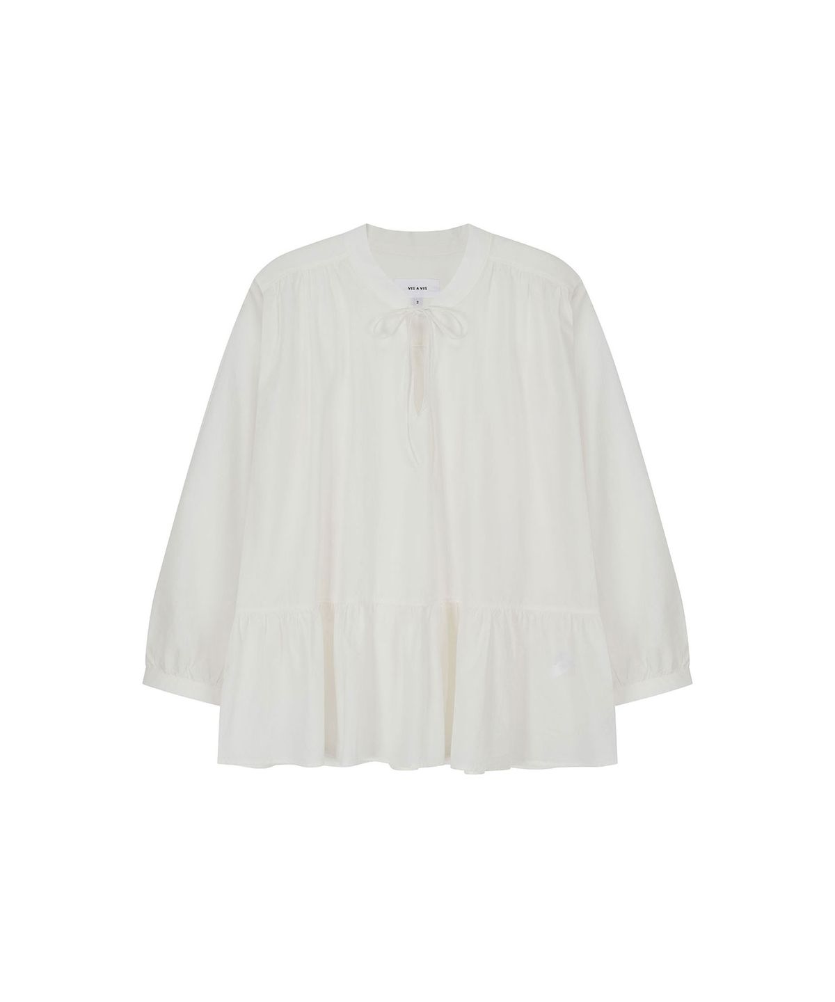 비자비(VIS A VIS) COTTON GATHERED BLOUSE(WHITE)