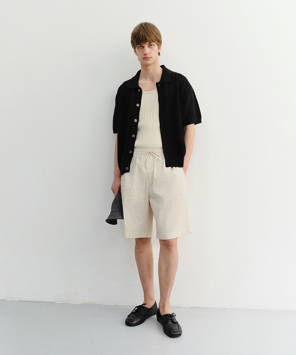 던스트 포 맨(DUNST FOR MEN) PAJAMA BERMUDA SHORTS_UNISEX_UDPA6B122_BEIGE STRIPE