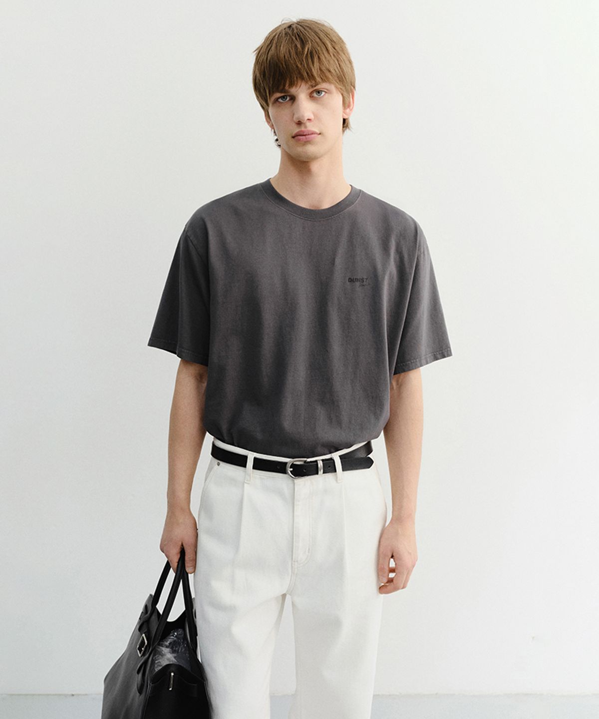 던스트 포 맨(DUNST FOR MEN) GARMENT DYED T-SHIRT_UNISEX_UDTS6B146_CHARCOAL GREY