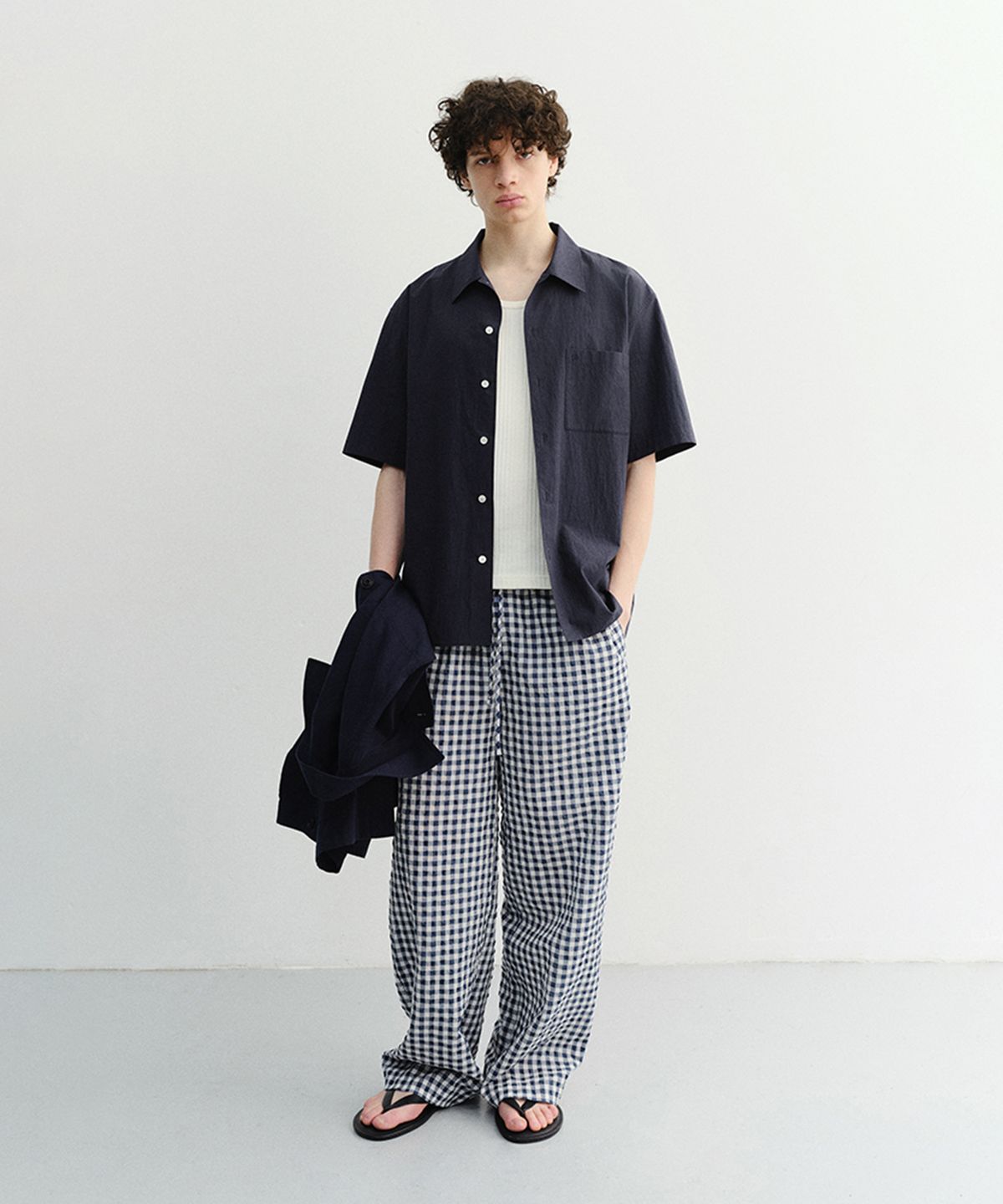 던스트 포 맨(DUNST FOR MEN) CHECKED PAJAMA SLACKS_UNISEX_UDPA6B121_NAVY CHECK
