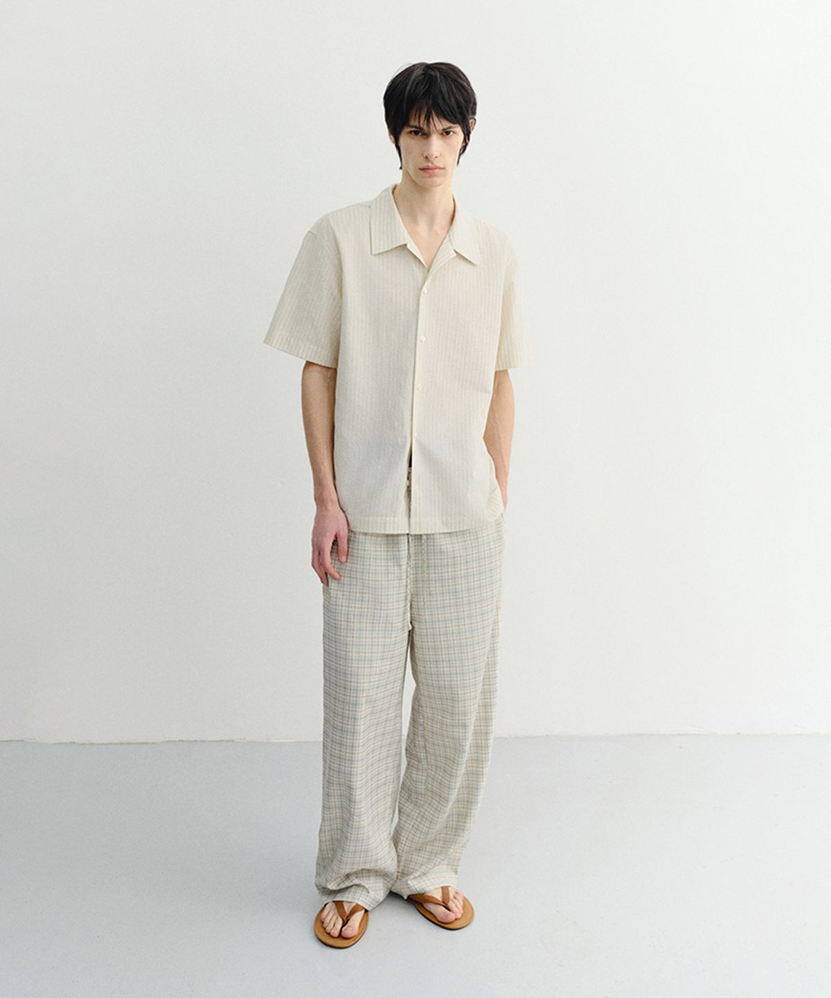 던스트 포 맨(DUNST FOR MEN) CHECKED PAJAMA SLACKS_UNISEX_UDPA6B121_OLIVE CHECK