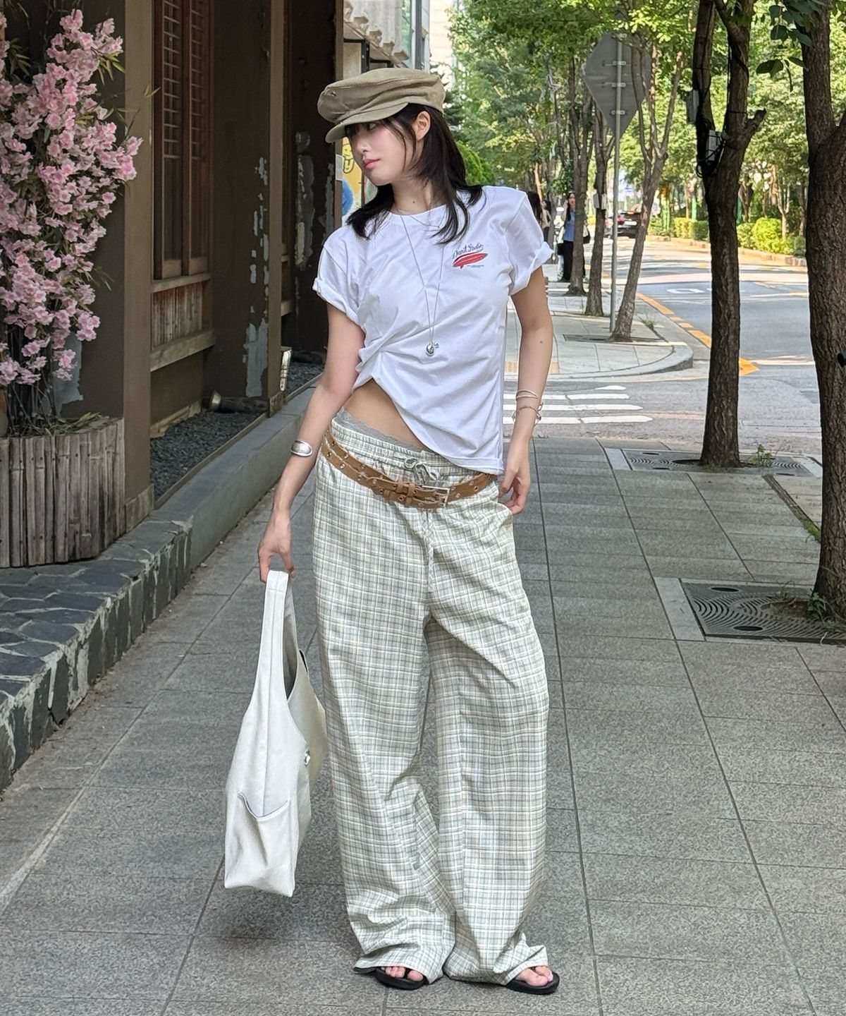 던스트(DUNST) UNISEX CHECKED PAJAMA SLACKS_UDPA6B121_OLIVE CHECK
