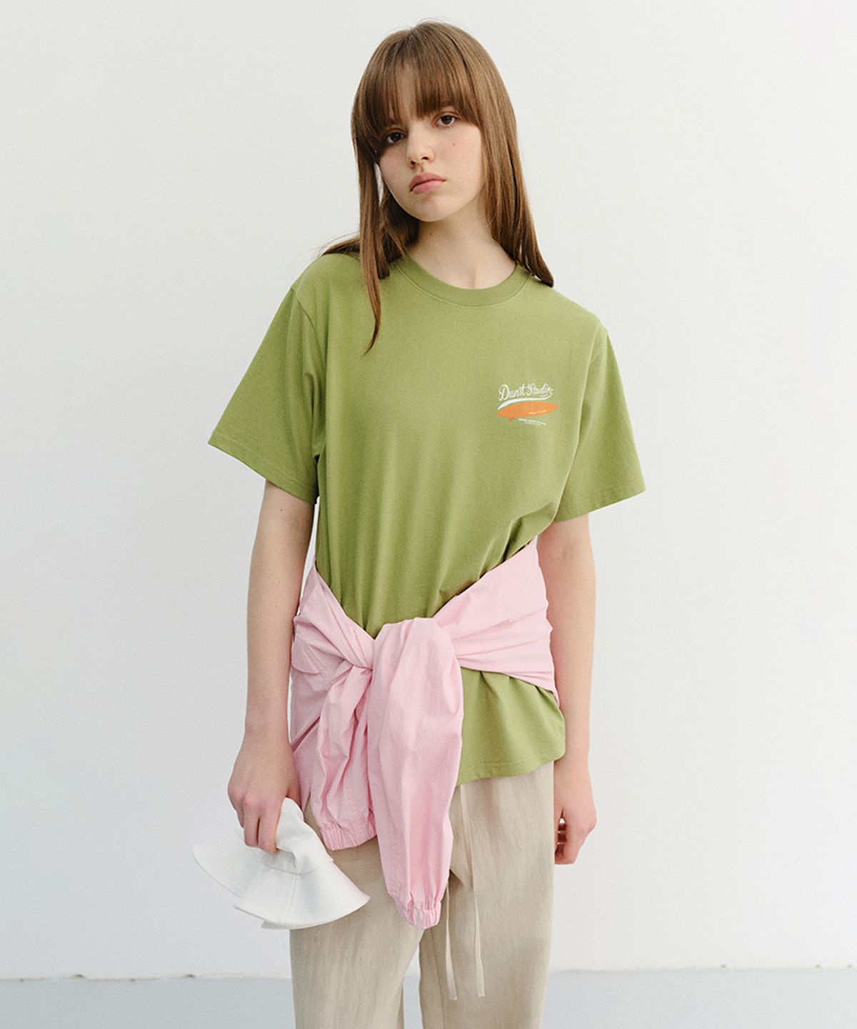 던스트(DUNST) UNISEX SUMMER HOLIDAY SURF BOARD T-SHIRT_UDTS6B133_OLIVE GREEN