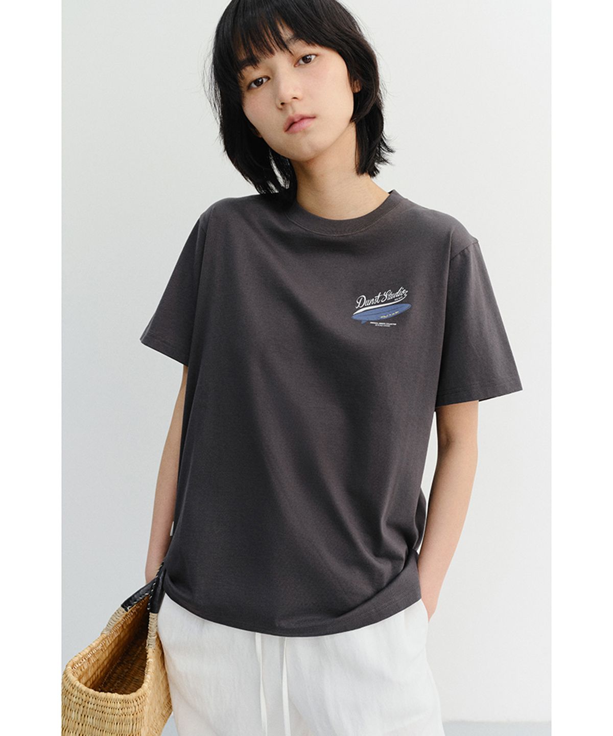 던스트(DUNST) UNISEX SUMMER HOLIDAY SURF BOARD T-SHIRT_UDTS6B133_CHARCOAL GREY