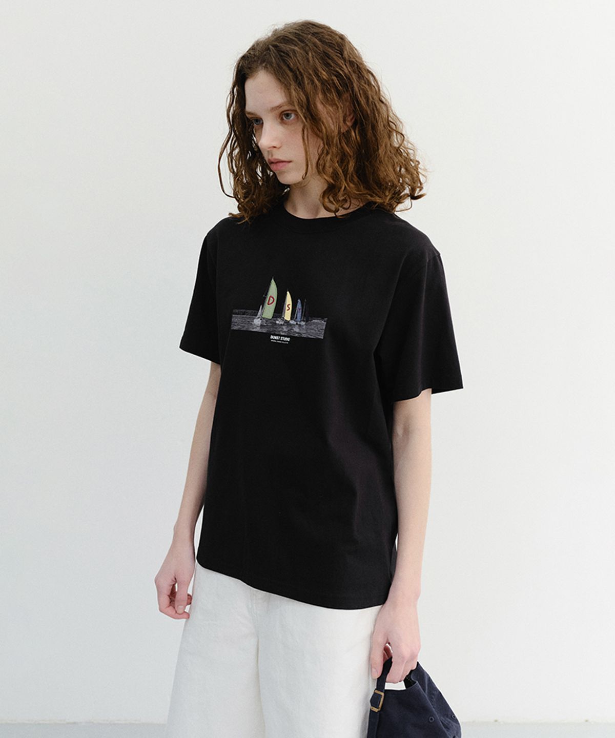 던스트(DUNST) UNISEX APPLIQUE YACHT T-SHIRT_UDTS6B134_BLACK