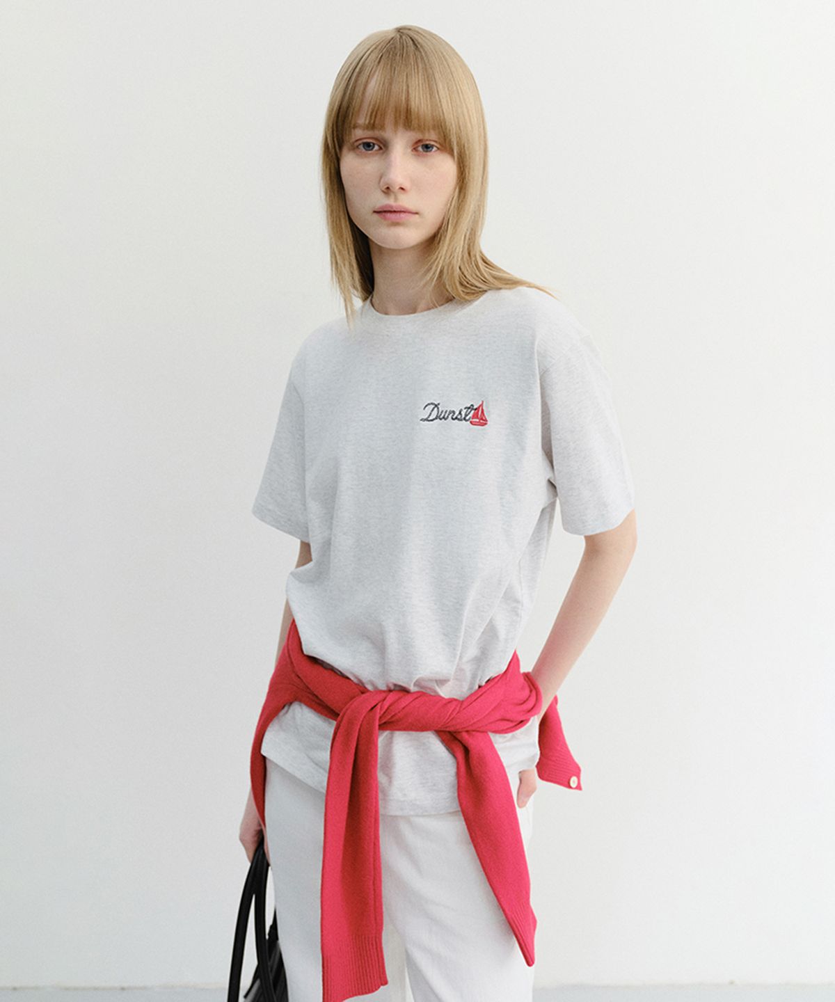 던스트(DUNST) UNISEX MARINE LOGO T-SHIRT_UDTS6B135_LIGHT MELANGE GREY