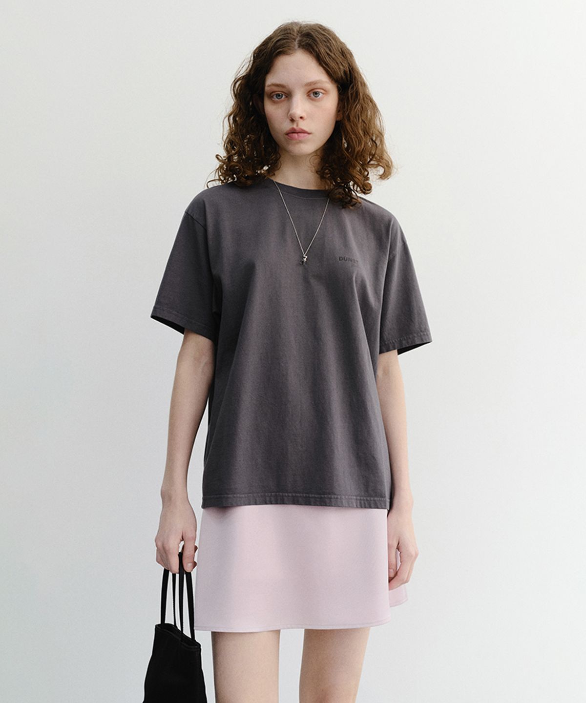 던스트(DUNST) UNISEX GARMENT DYED T-SHIRT_UDTS6B146_CHARCOAL GREY