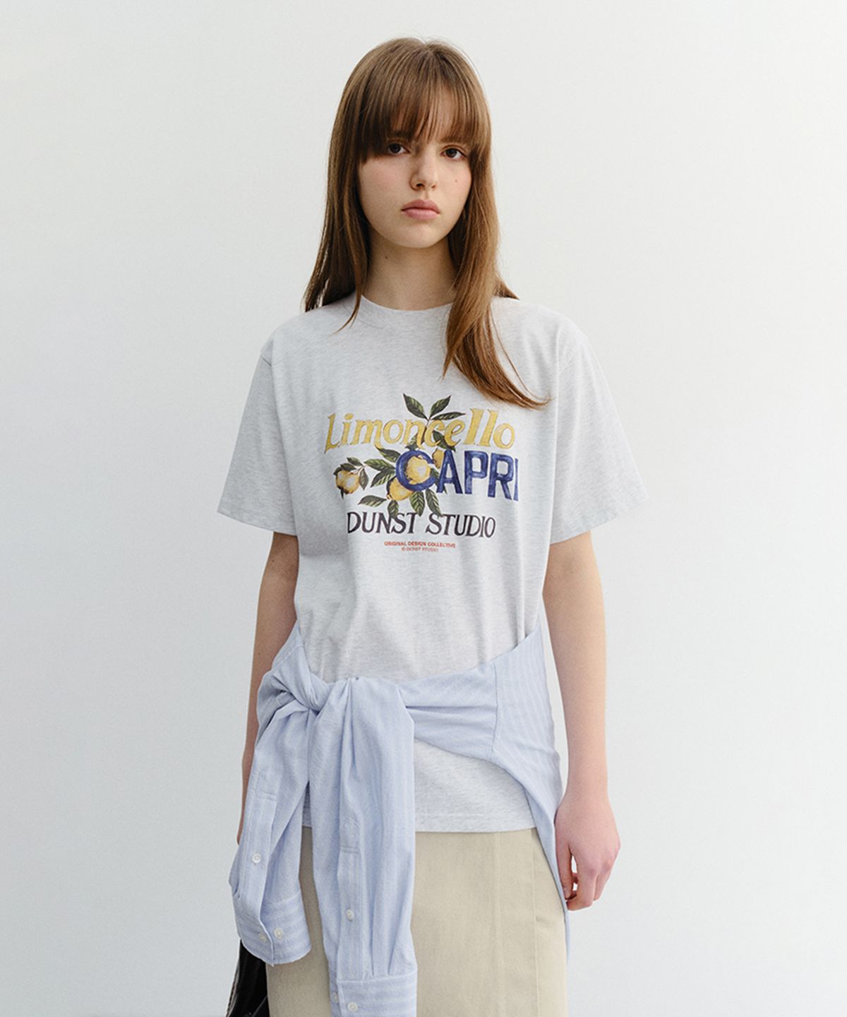 던스트(DUNST) UNISEX LIMONCELLO T-SHIRT_UDTS6B148_LIGHT MELANGE GREY