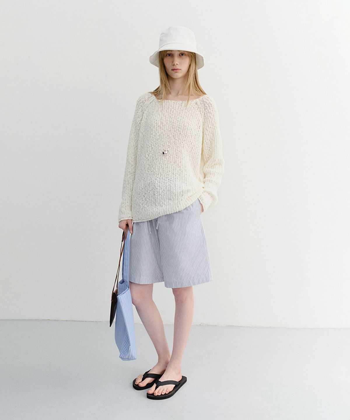 던스트(DUNST) UNISEX PAJAMA BERMUDA SHORTS_UDPA6B122_BLUE STRIPE