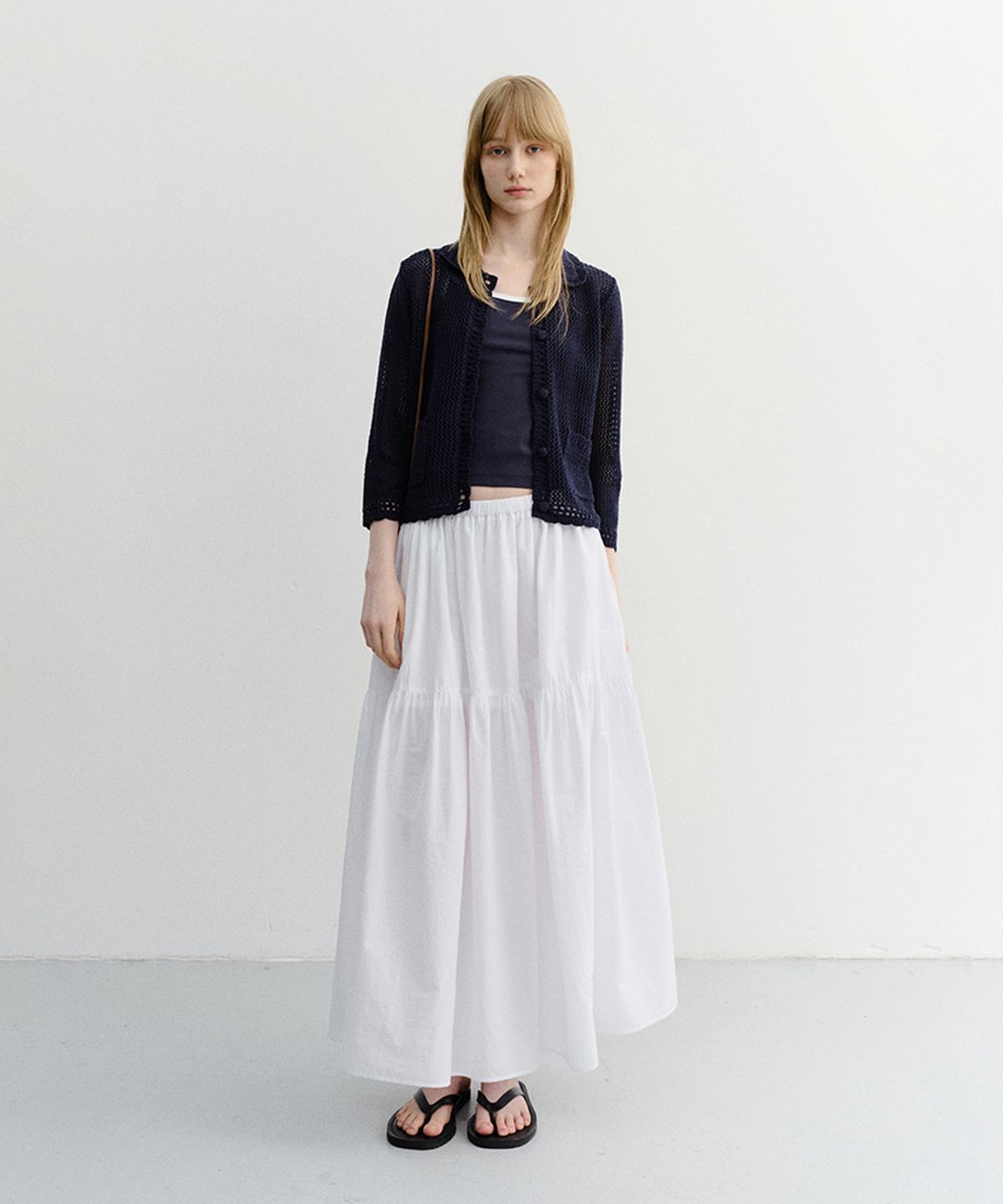 던스트(DUNST) TIERED MAXI SKIRT_UDSK6B224_WHITE