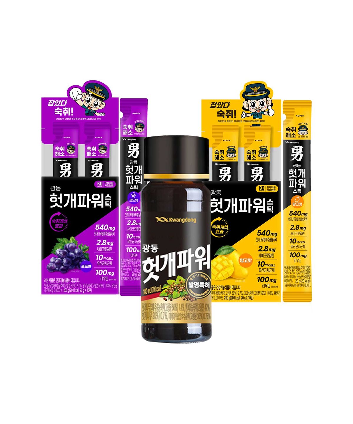 광동제약(KWANGDONG) 헛개파워 세트 (헛개파워 100ml 10병 + 헛개파워 스틱 포도맛 10개입 + 망고맛 10개입)