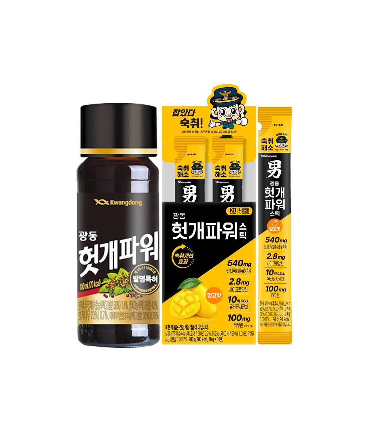 광동제약(KWANGDONG) 헛개파워 세트 (헛개파워 100ml 10병 + 헛개파워 스틱 망고맛 10개입)