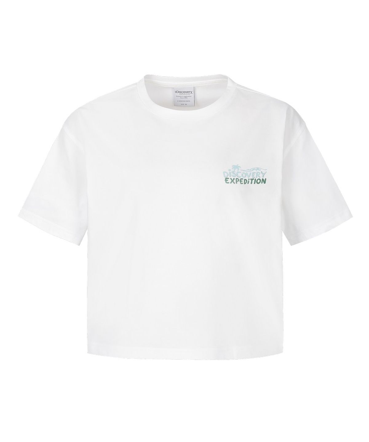 디스커버리 익스페디션(DISCOVERY EXPEDITION) 여성 에셀셜 반팔 크롭 커버업 (WHITE)