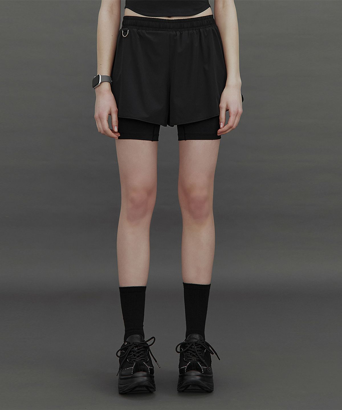 트리밍버드(TREEMINGBIRD) TMB Active Layered Training Shorts [ Black ]