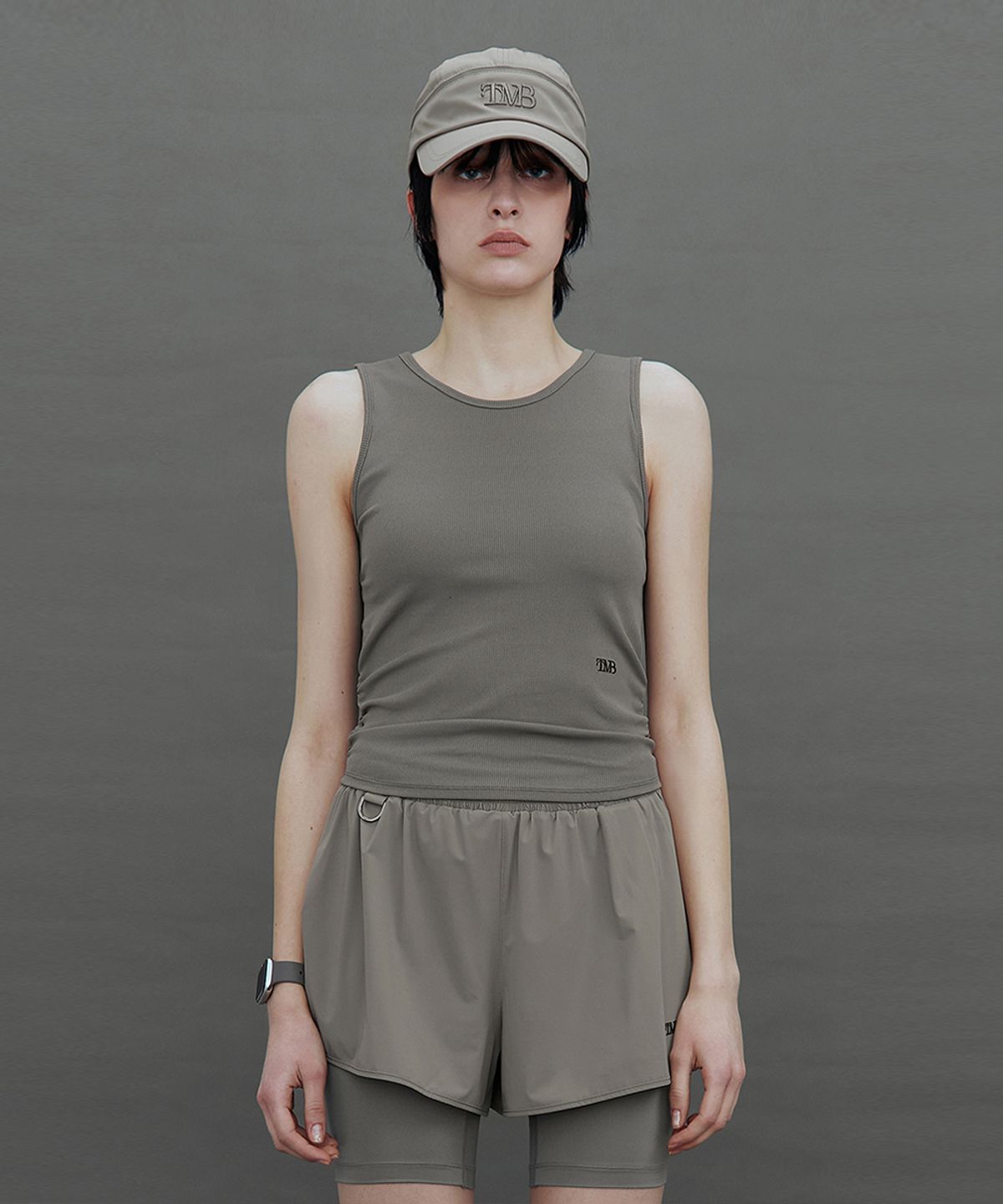 트리밍버드(TREEMINGBIRD) TMB Active Back-Layer Sleeveless Top [ Gray ]