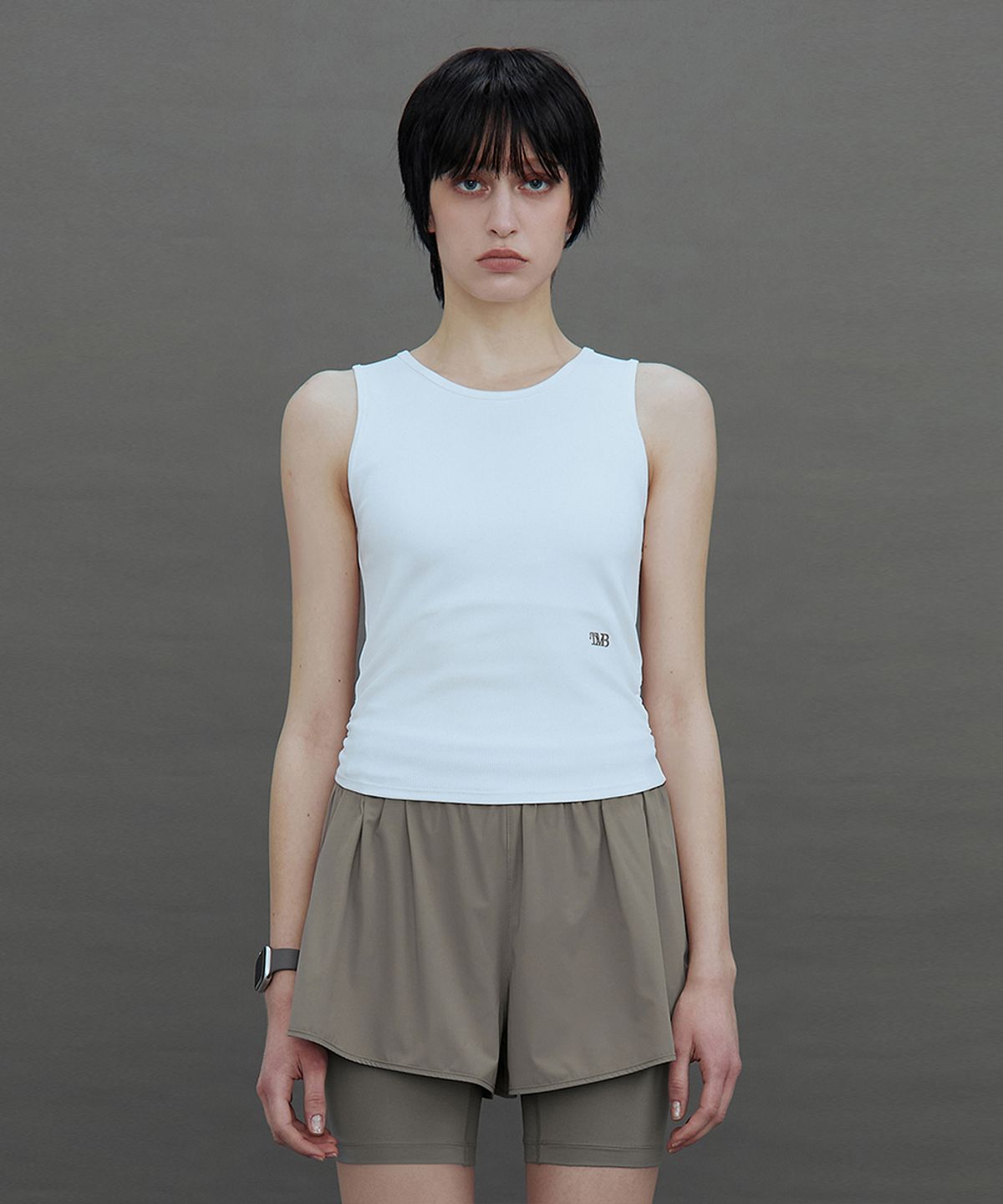 트리밍버드(TREEMINGBIRD) TMB Active Back-Layer Sleeveless Top [ White ]