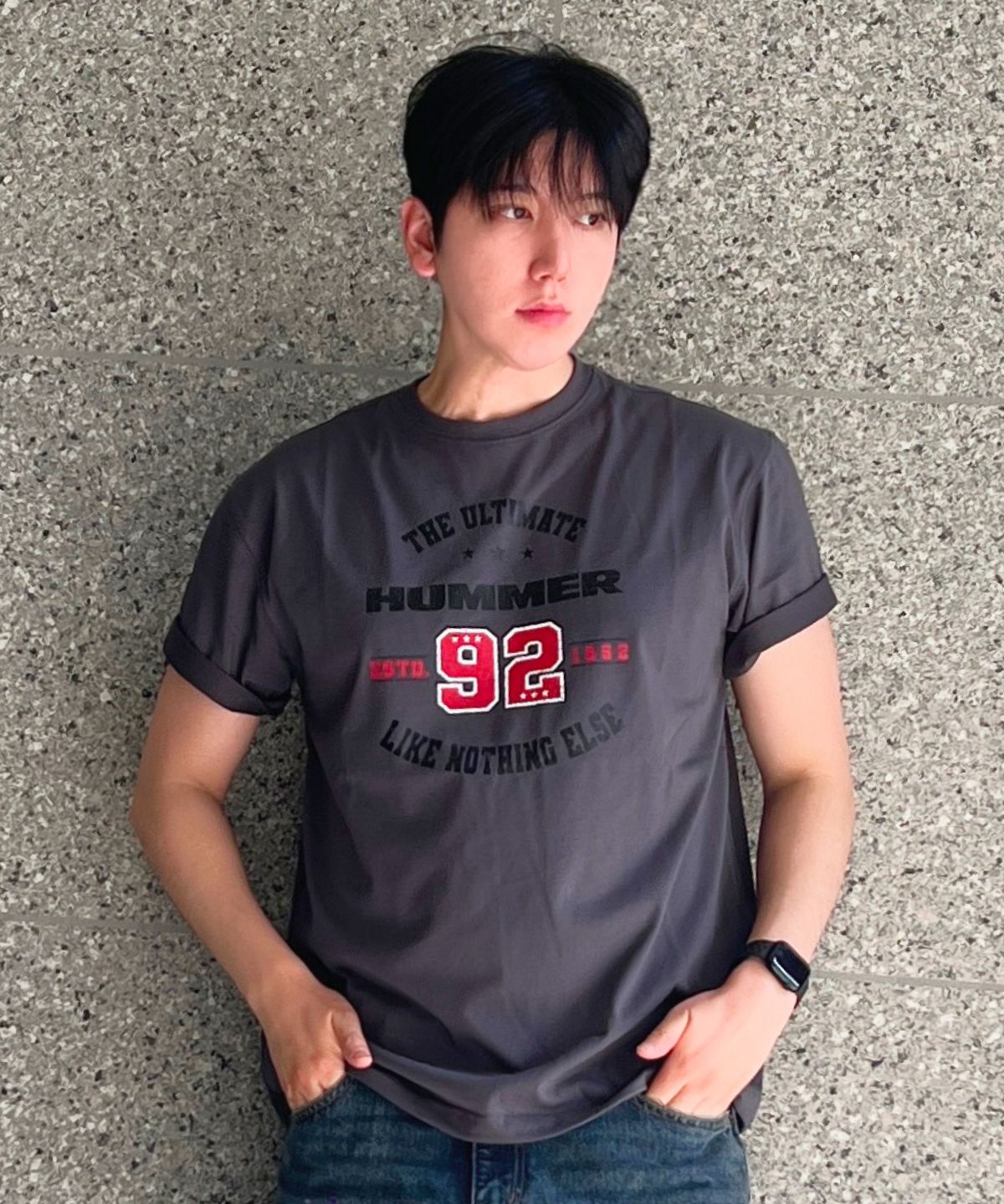 험머(HUMMER) [32수코튼] 빈티지 험머 그래픽 쿨 반팔 티셔츠 그레이