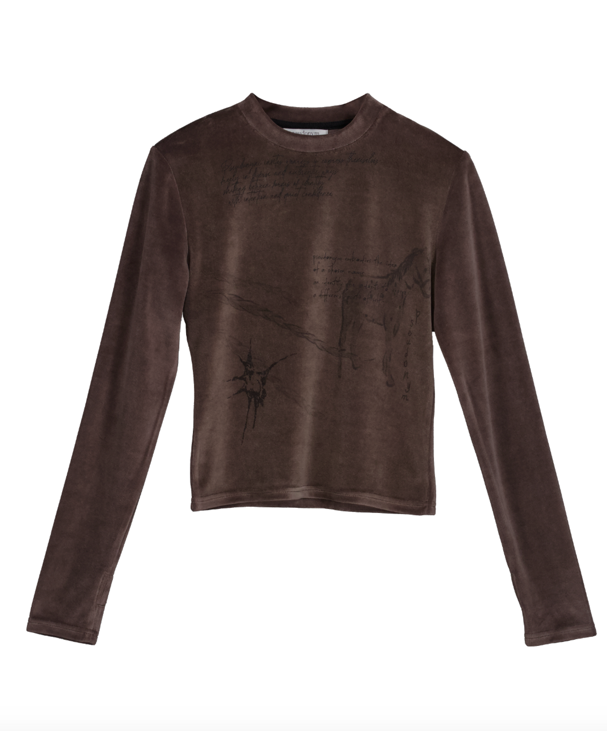 수더넴(PSEUDONYM) Velour Printed Warmer T-Shirt [Brown]