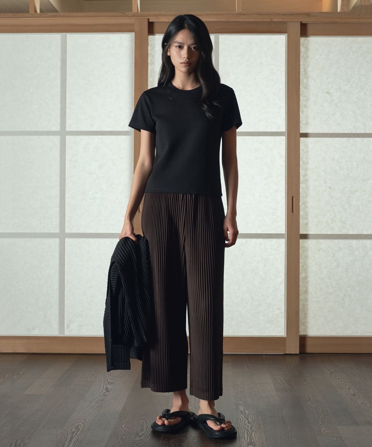 티엔지티 우먼(TNGT WOMAN) W Yoyogi Pleats Wide Pants (Brown) TNPA6E108W2