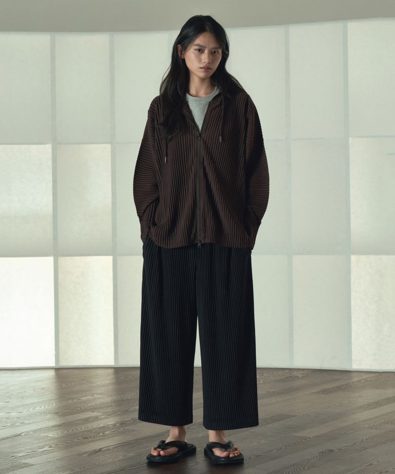W Yoyogi Pleats Wide Pants (Black) TNPA6E108BK