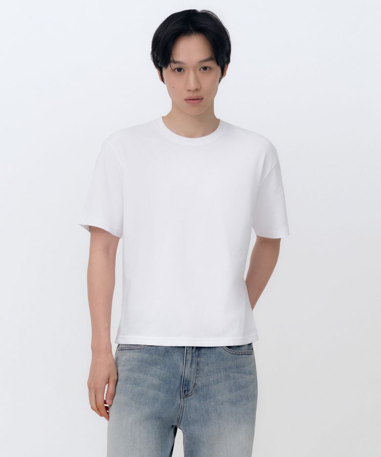 [쿨탠다드] 레귤러 크롭 티셔츠 [화이트]