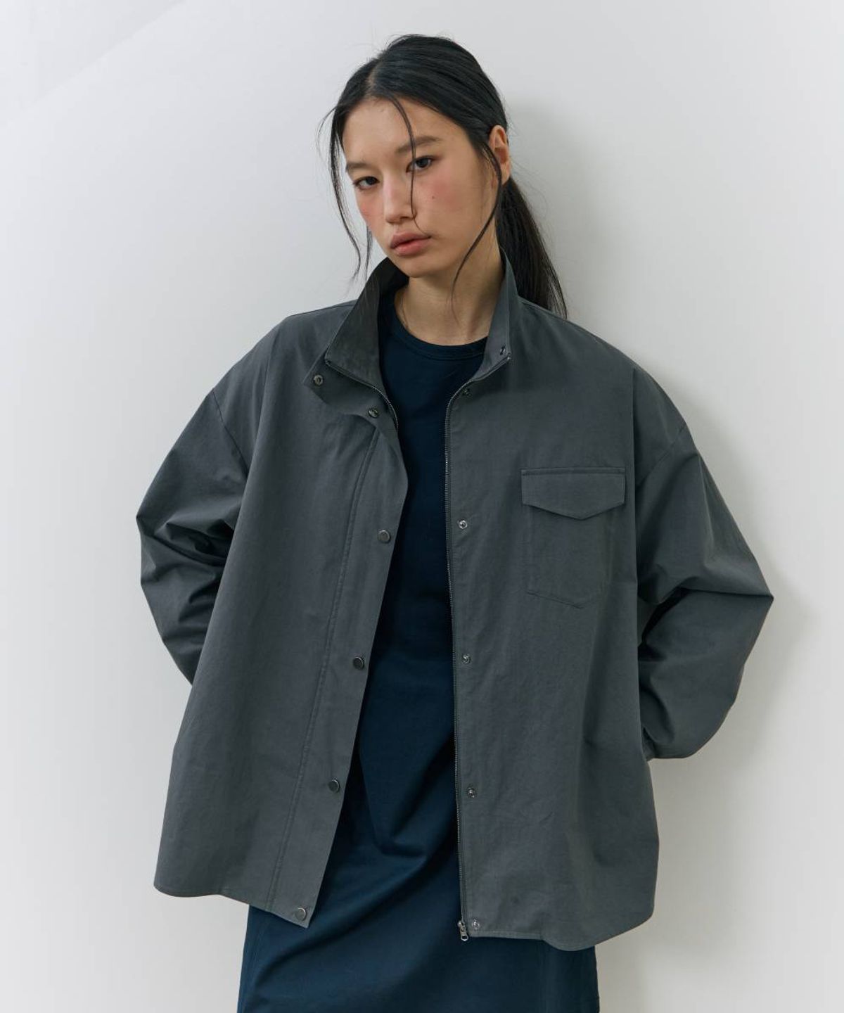 미노버(MINOUVER) Drift Shirt Outer (muted kahki gray)