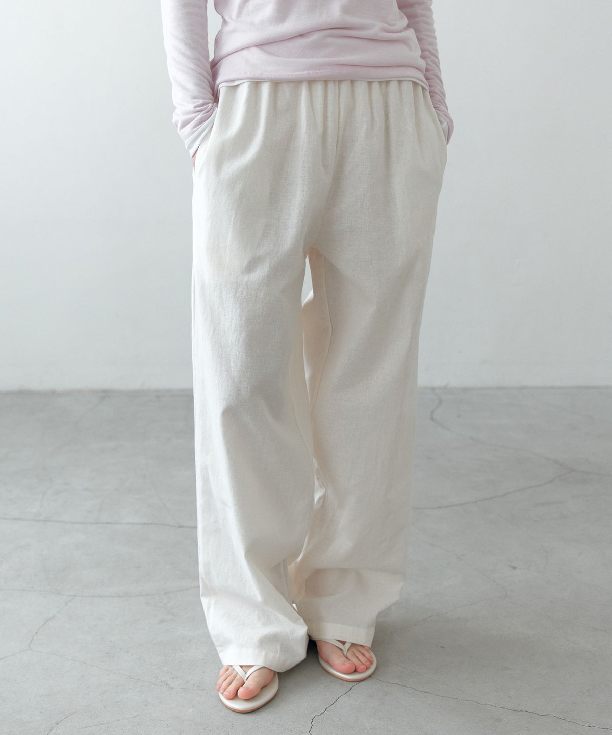 바니쉬먼트(VANISHMENT) Linen banding pants_ivory
