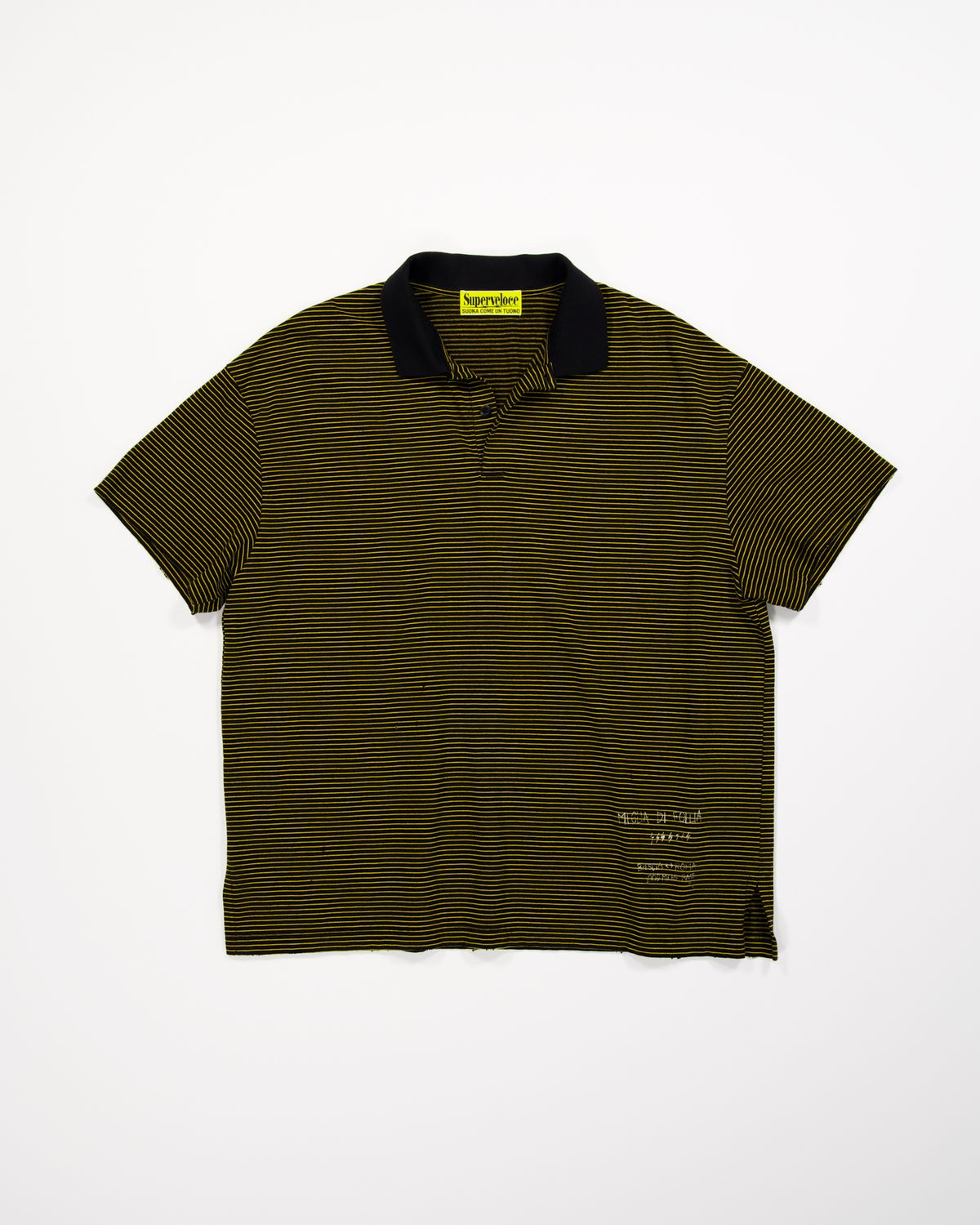 슈퍼벨로체(SUPERVELOCE) Miglia Stripe Polo Shirt Black