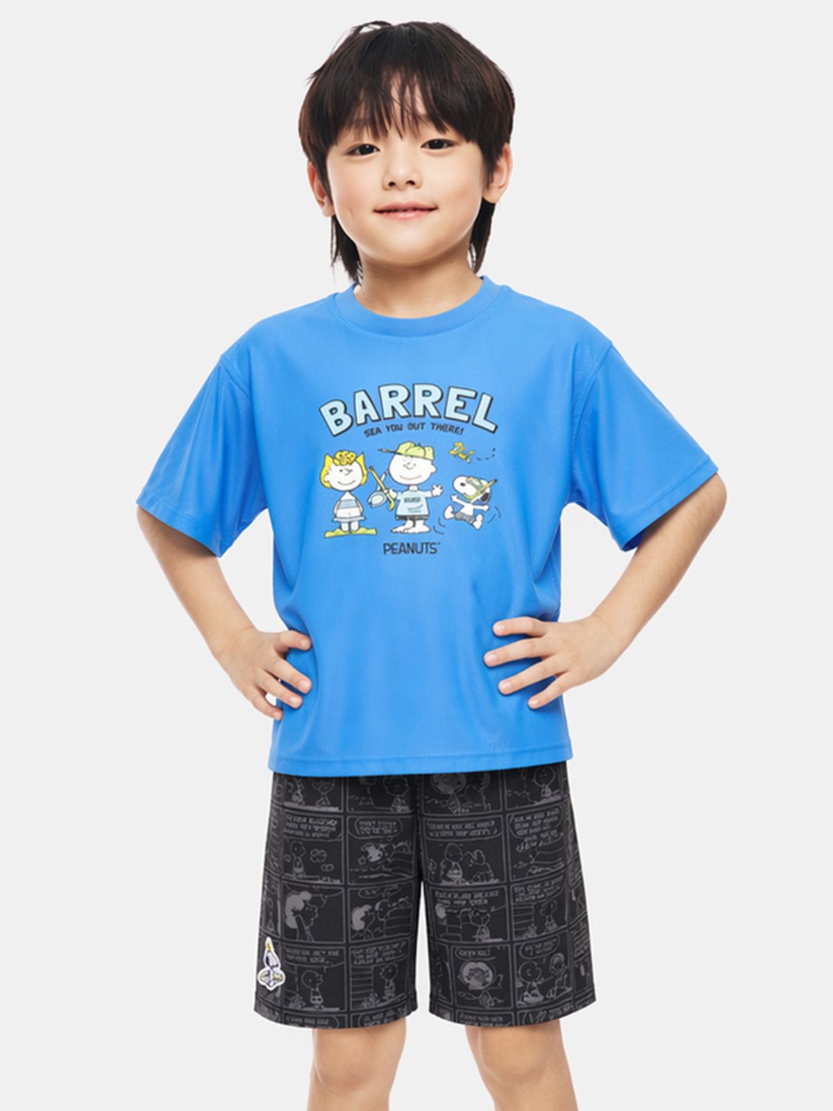 배럴(BARREL) PNTS 키즈 스누피 메쉬 반팔 래쉬가드 에어블루 (B6SKWRG351ARB)