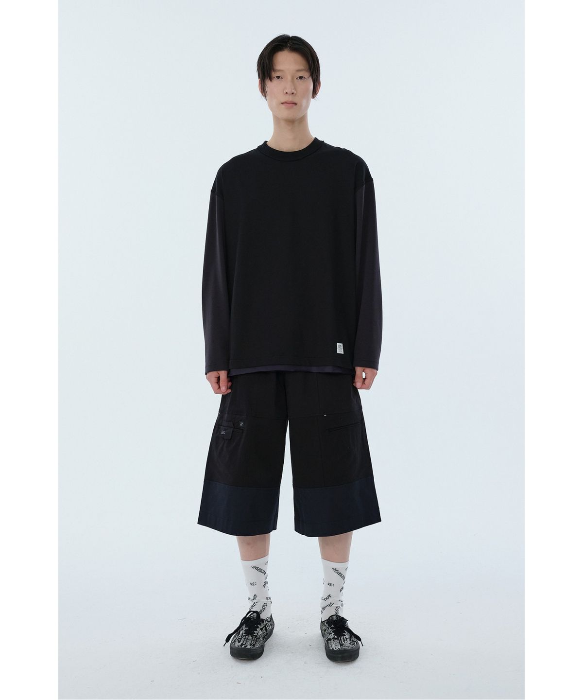 래코드(RECODE) Lining Detail Longsleeve T-shirt RKTAA24615BKX