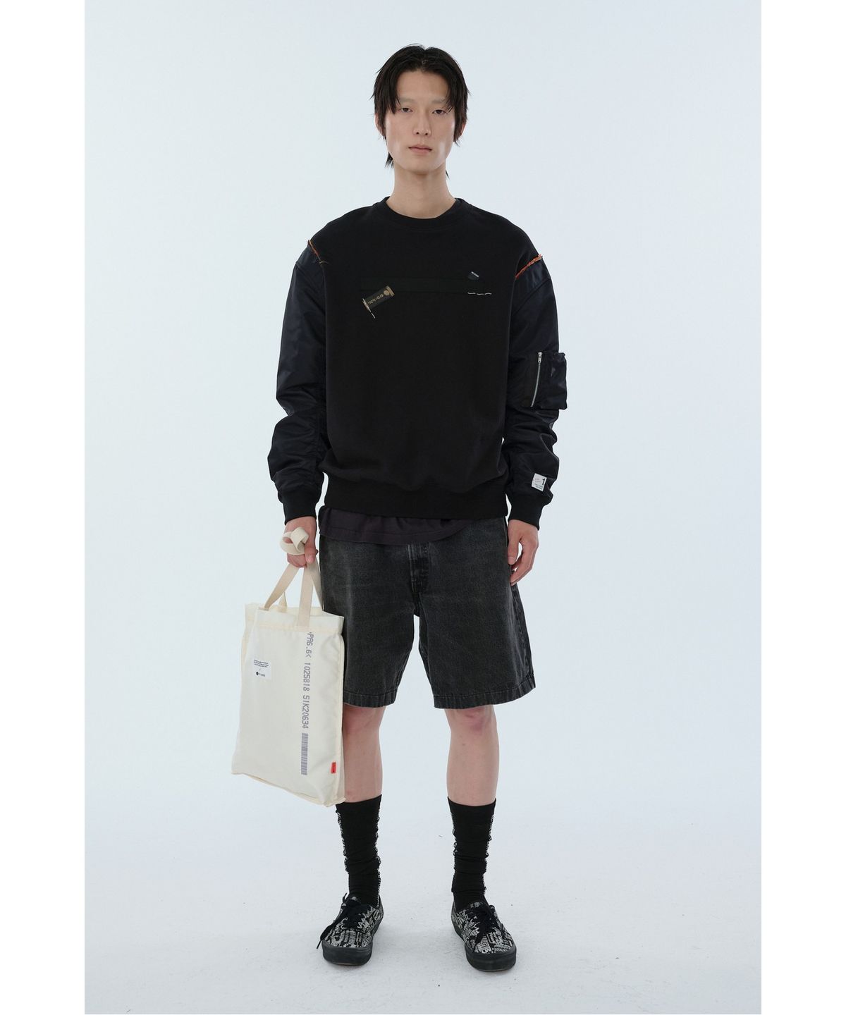 래코드(RECODE) Bomer Sleeve Top RKTAA24601BKX