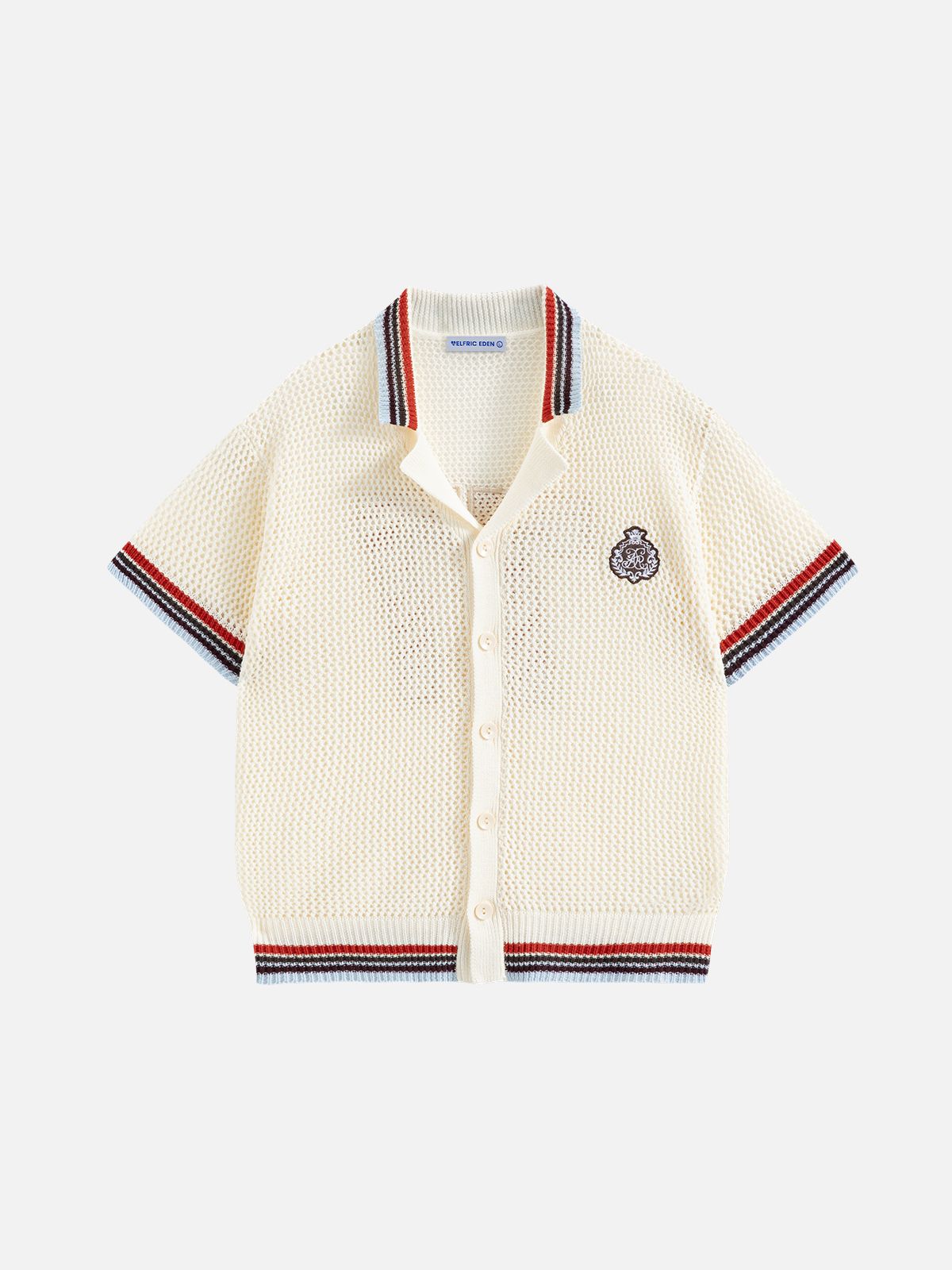 엘프릭 에덴(AELFRIC EDEN) Open Knit Short Sleeve Shirt 반소매 티셔츠 AE25CKQ20312-01TWHI