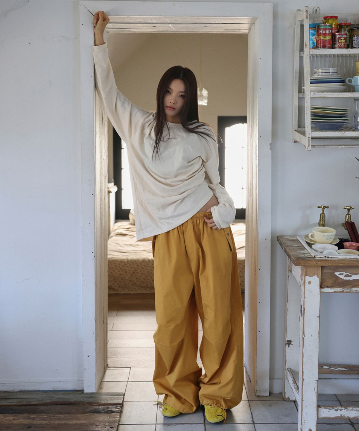 랑거(LANGER) [PLC] grind pintuck washed pants_4Colors