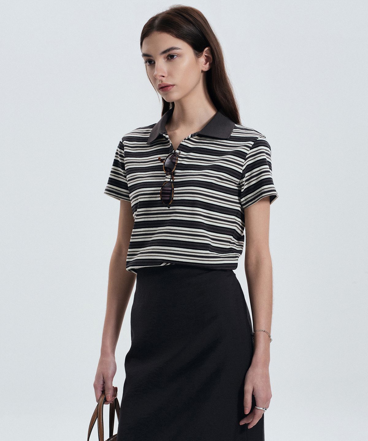 티엔지티 우먼(TNGT WOMAN) W Stripe Polo (Khaki) TNTS6E207K2