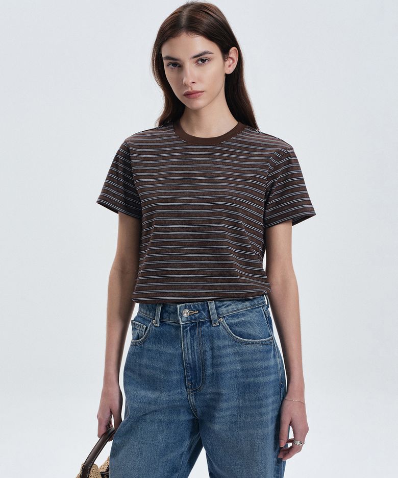 W Vintage Striped Tee (Vintage Brown) TNTS6E206W2