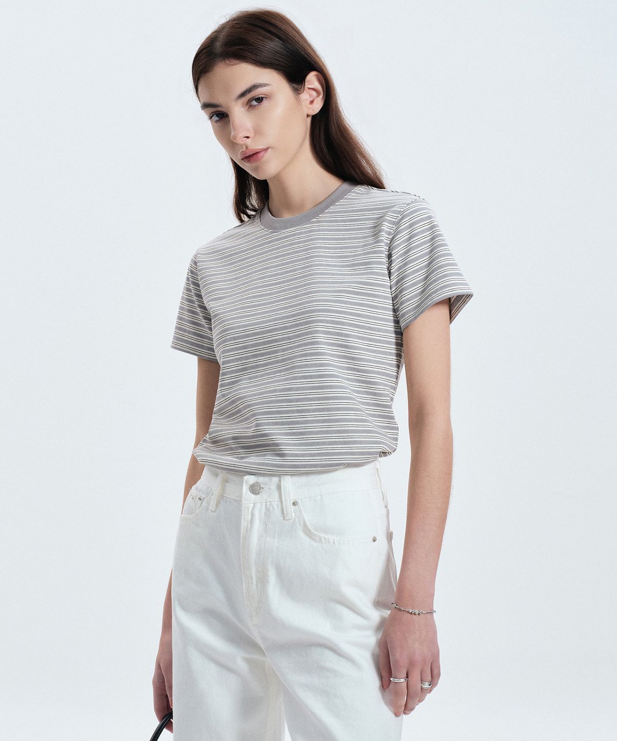 티엔지티 우먼(TNGT WOMAN) W Vintage Striped Tee (Vintage Gray) TNTS6E206G2