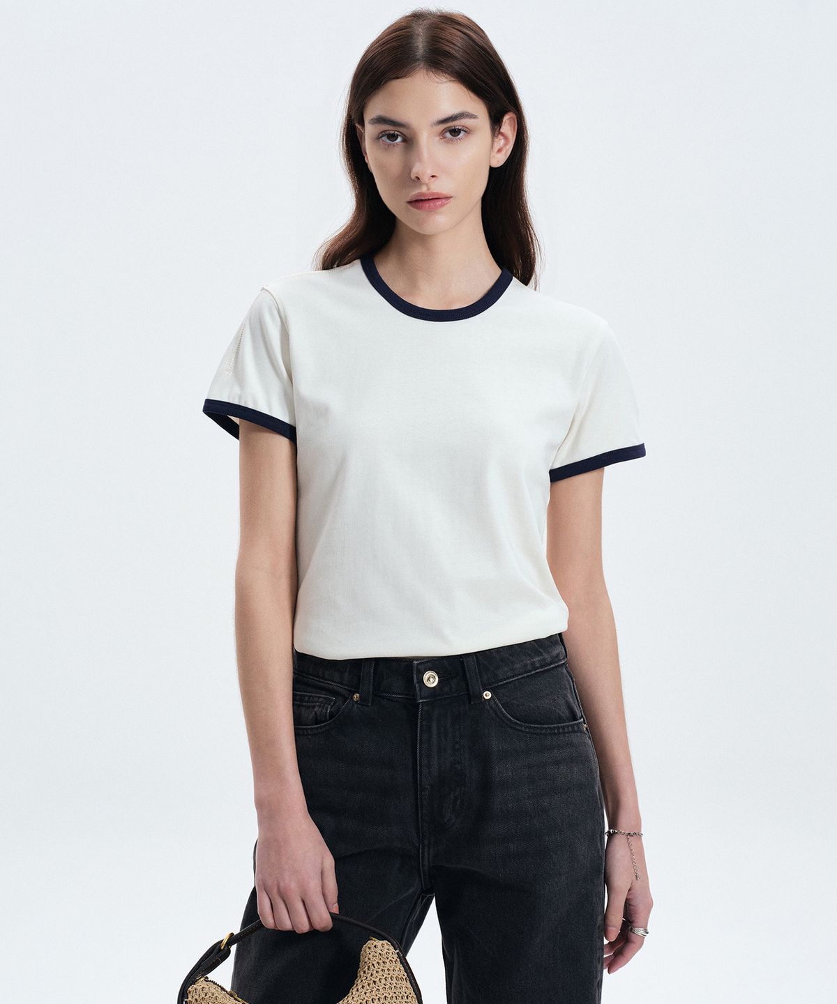 티엔지티 우먼(TNGT WOMAN) W Cropped Ringer Tee (Cream) TNTS6E210CR