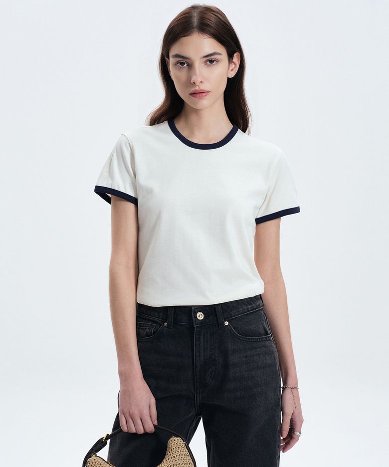 W Cropped Ringer Tee (Cream) TNTS6E210CR